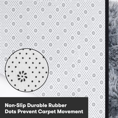 JOJOSEE Grey Shaggy Area Rug – 200x300cm Soft Fluffy Anti-Slip Carpet