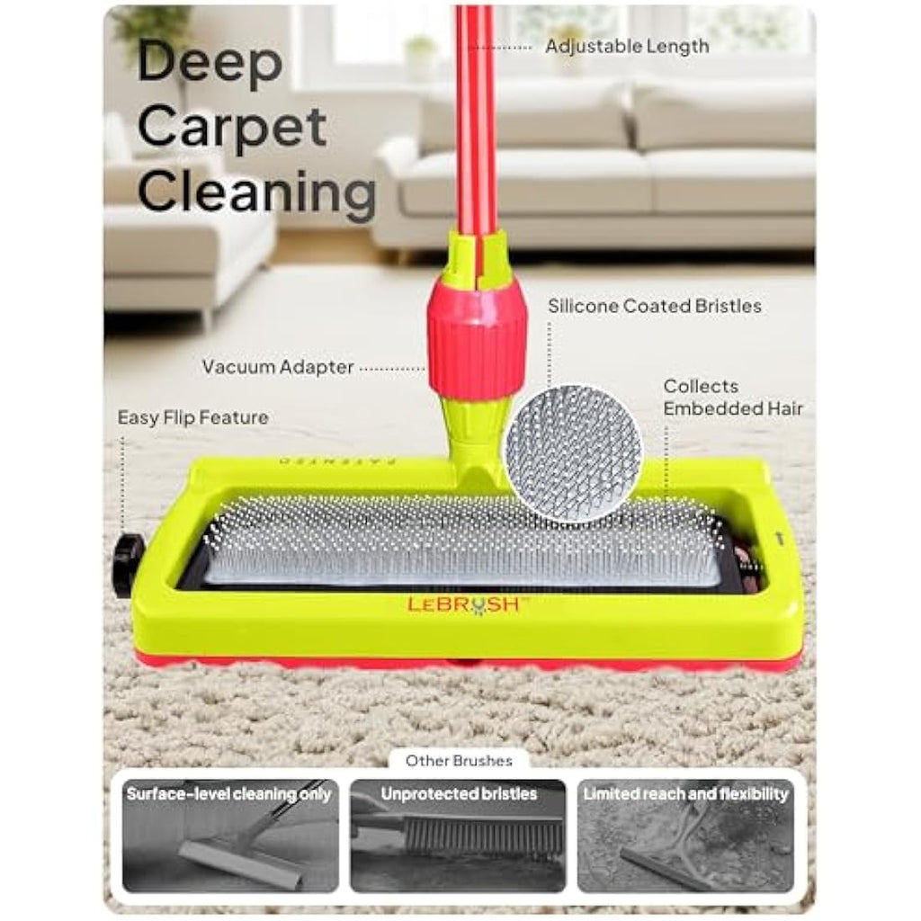 LeBRUSH 2.0 Pet Hair Remover Broom – Carpet Rake with Extendable Handle