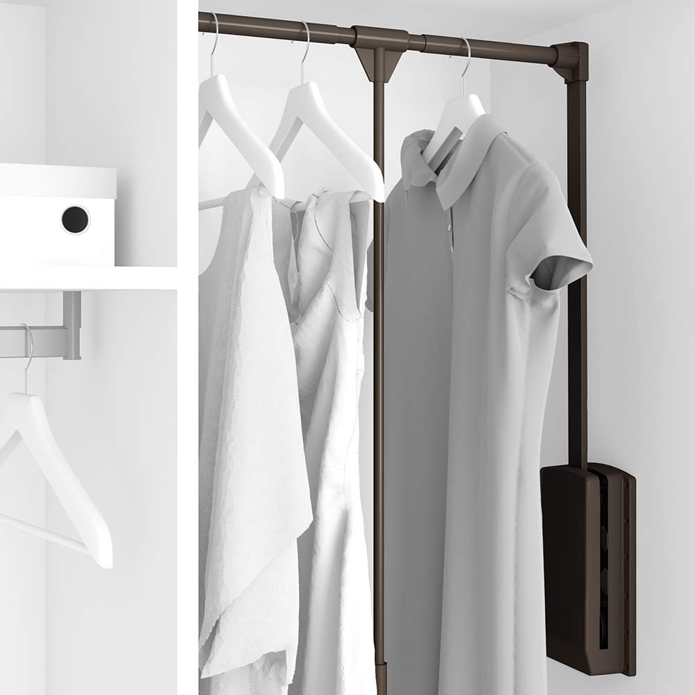 Emuca Pull Down Wardrobe Rail Lift - Adjustable 600-830mm - Moka Finish