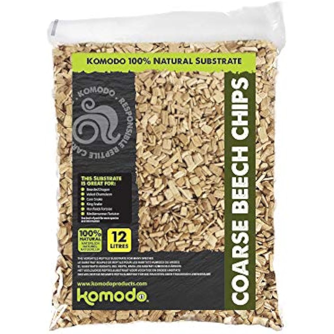Komodo Coarse Beech Chips Reptile Substrate - Natural 12L Bedding
