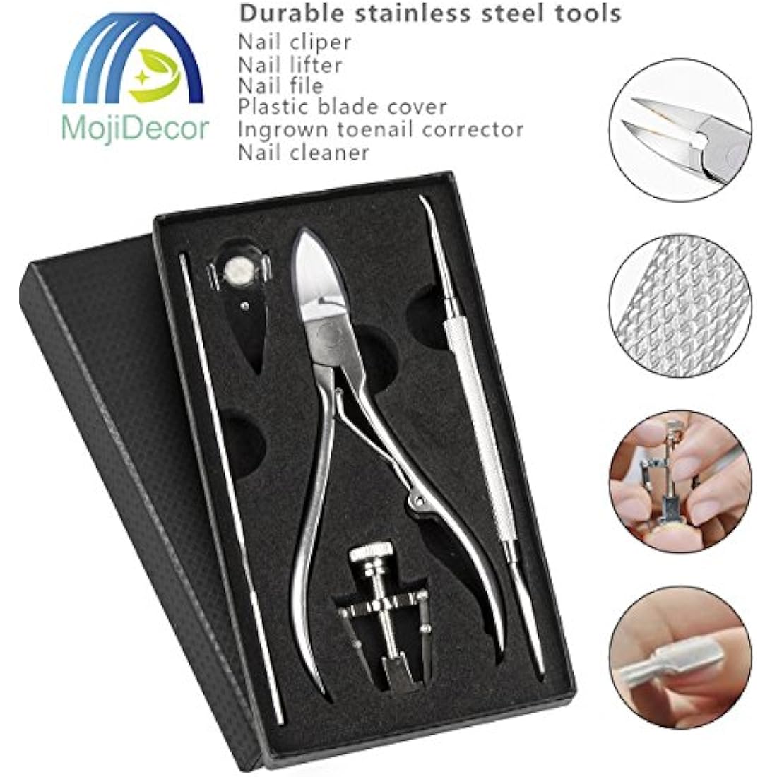 MojiDecor 6-Piece Ingrown Toenail Kit | Stainless Steel Pedicure Set