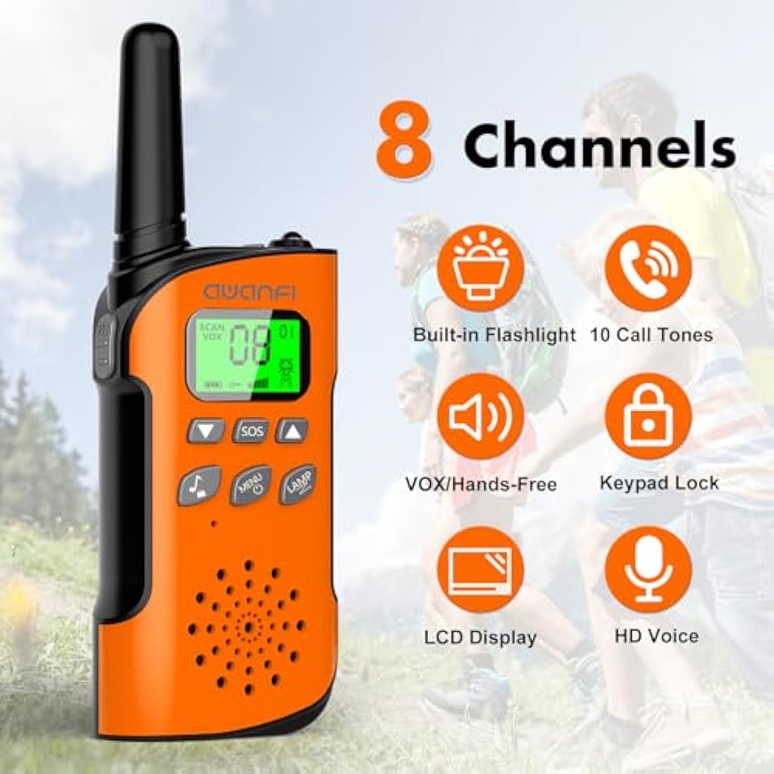 AWANFI Kids Walkie Talkies - 3 Pack Rechargeable Long Range 2-Way Radios