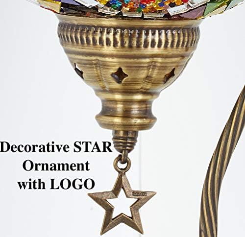 Demmex Turkish Moroccan Mosaic Table Lamp | Handmade Glass Boho Light