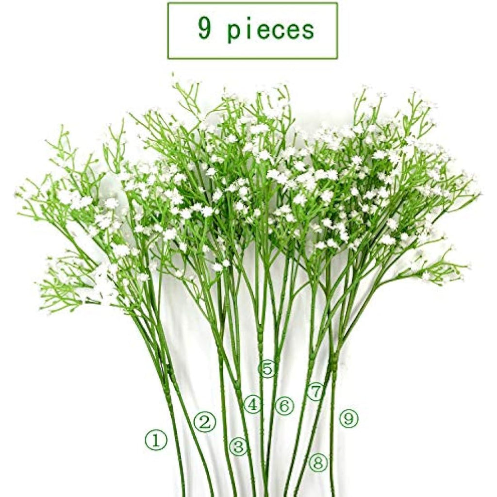 White Baby's Breath Artificial Flowers - 9 Stems Gypsophila