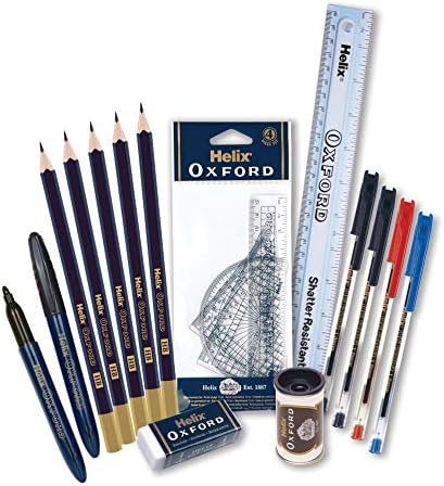 Helix Oxford Large Filled Pencil Case – 13.5 Inch Stationery Set