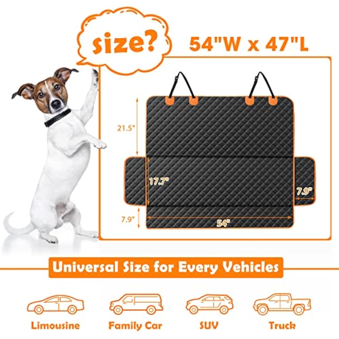 JOEJOY Waterproof Dog Car Seat Cover | 4-in-1 Non-Slip SUV Hammock