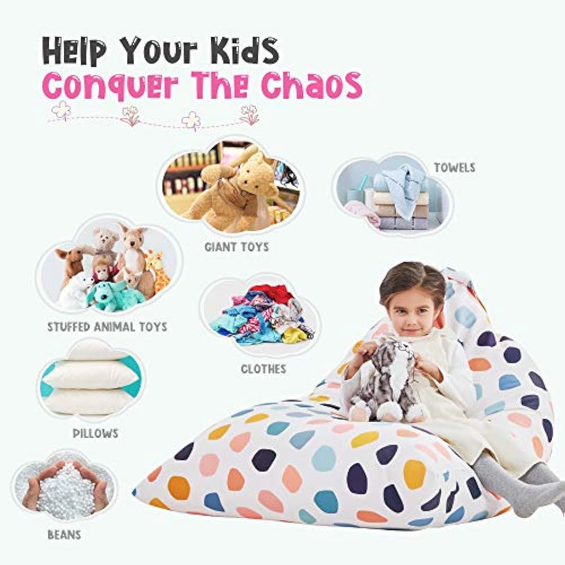 Nobildonna Stuffed Animal Storage Bean Bag | 250L Canvas Chair Cover