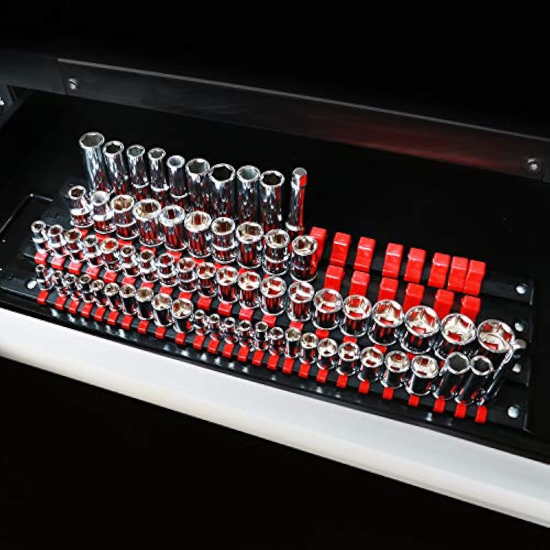 CASOMAN 80-Piece Socket Organizer Tray | 1/4, 3/8, 1/2-Inch Drive Rails