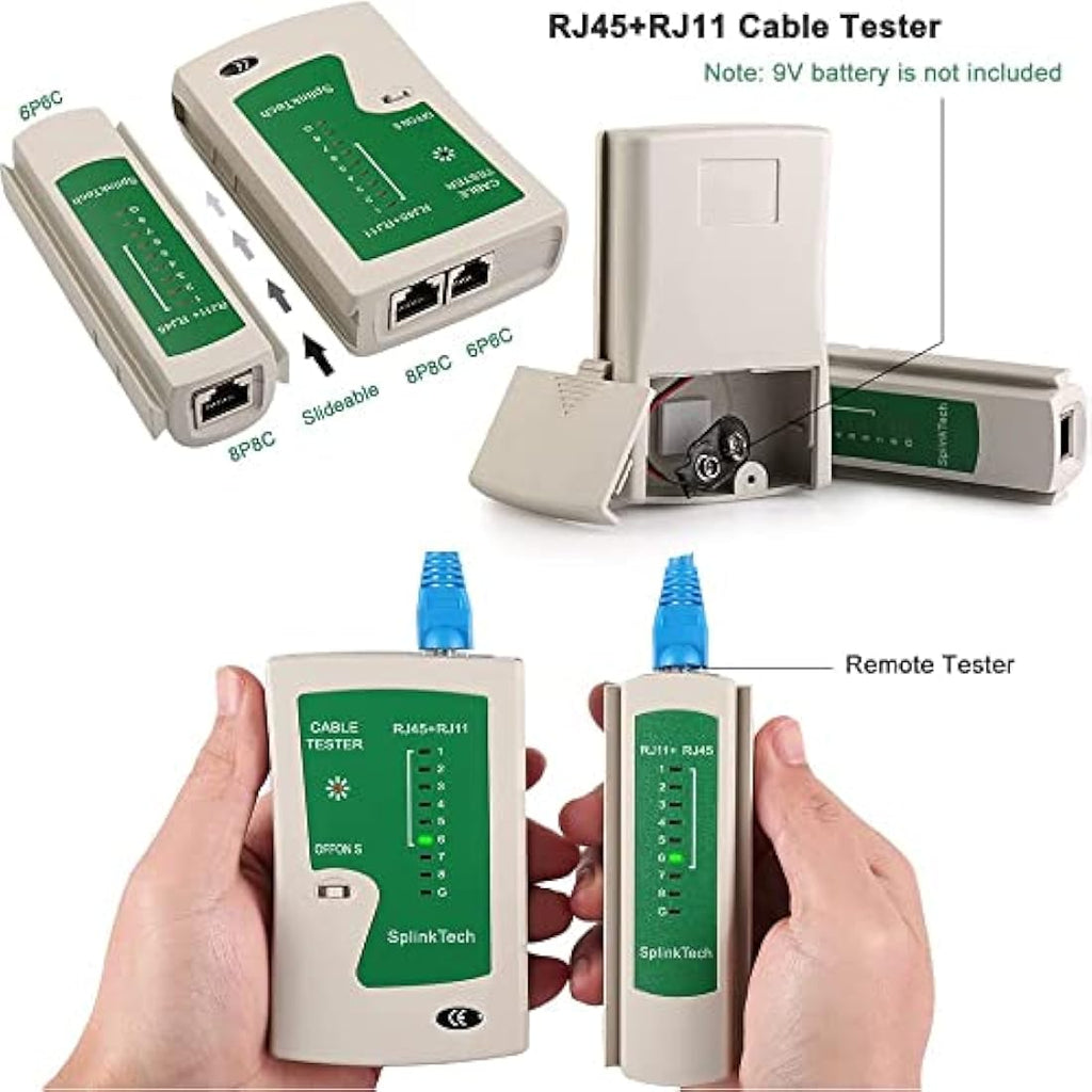 CHZHLM RJ45 Pass Through Crimp Tool Kit with Cat6 Connectors & Tester