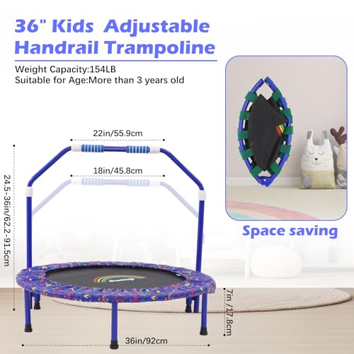 Jolof Store 36-Inch Kids Mini Trampoline with Handle | Foldable Rebounder