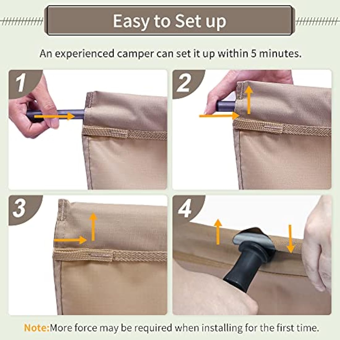 FreiZelt Lightweight Folding Camping Cot | Aluminum Portable Bed – Khaki