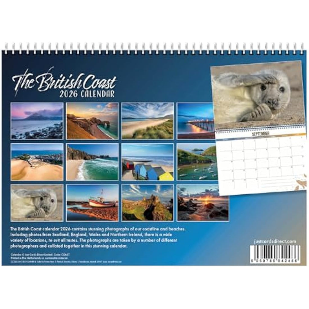 Jolof Store British Coast 2026 Wall Calendar | UK Scenery Spiral Bound