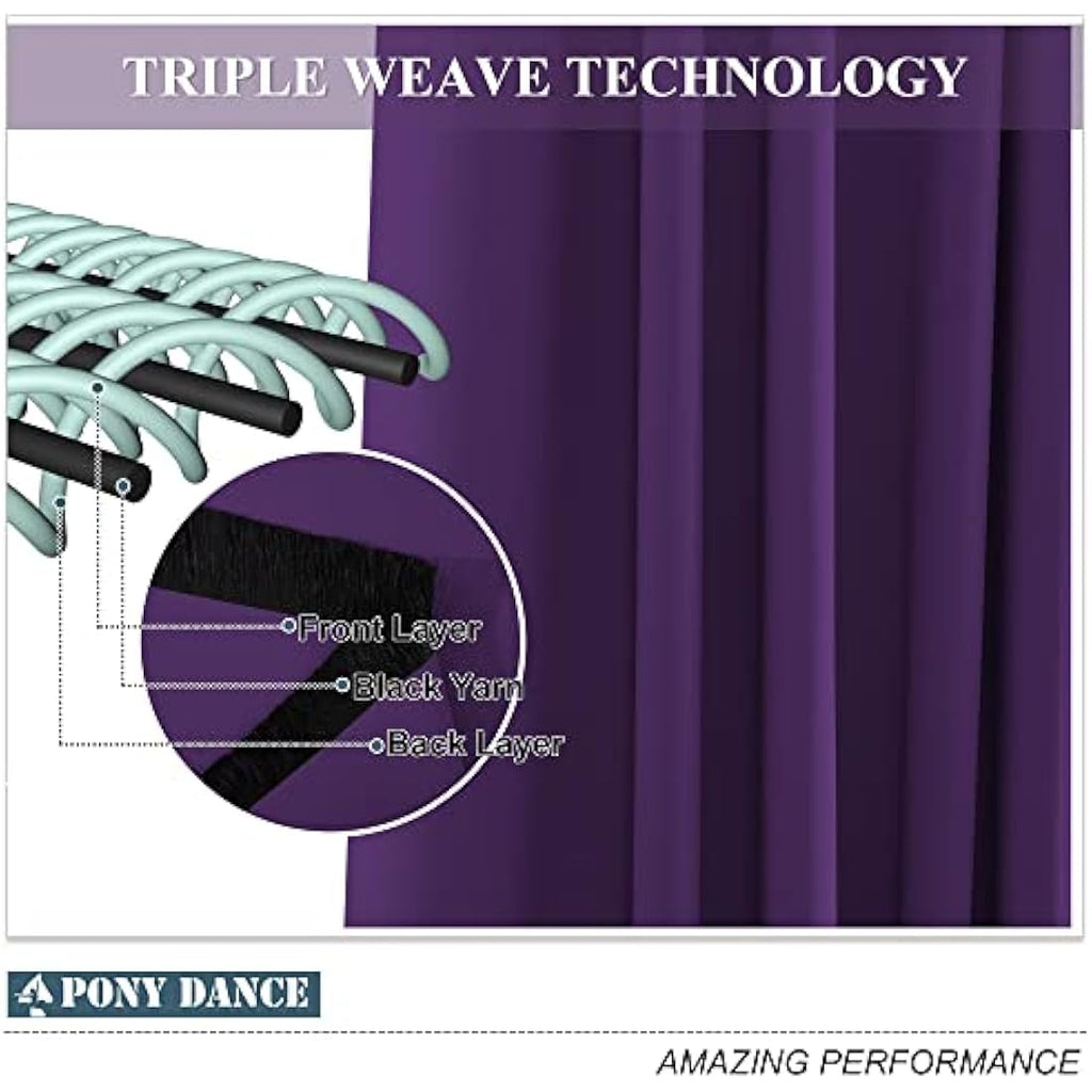 Purple Blackout Curtains – Thermal Eyelet Drapes, 46x60