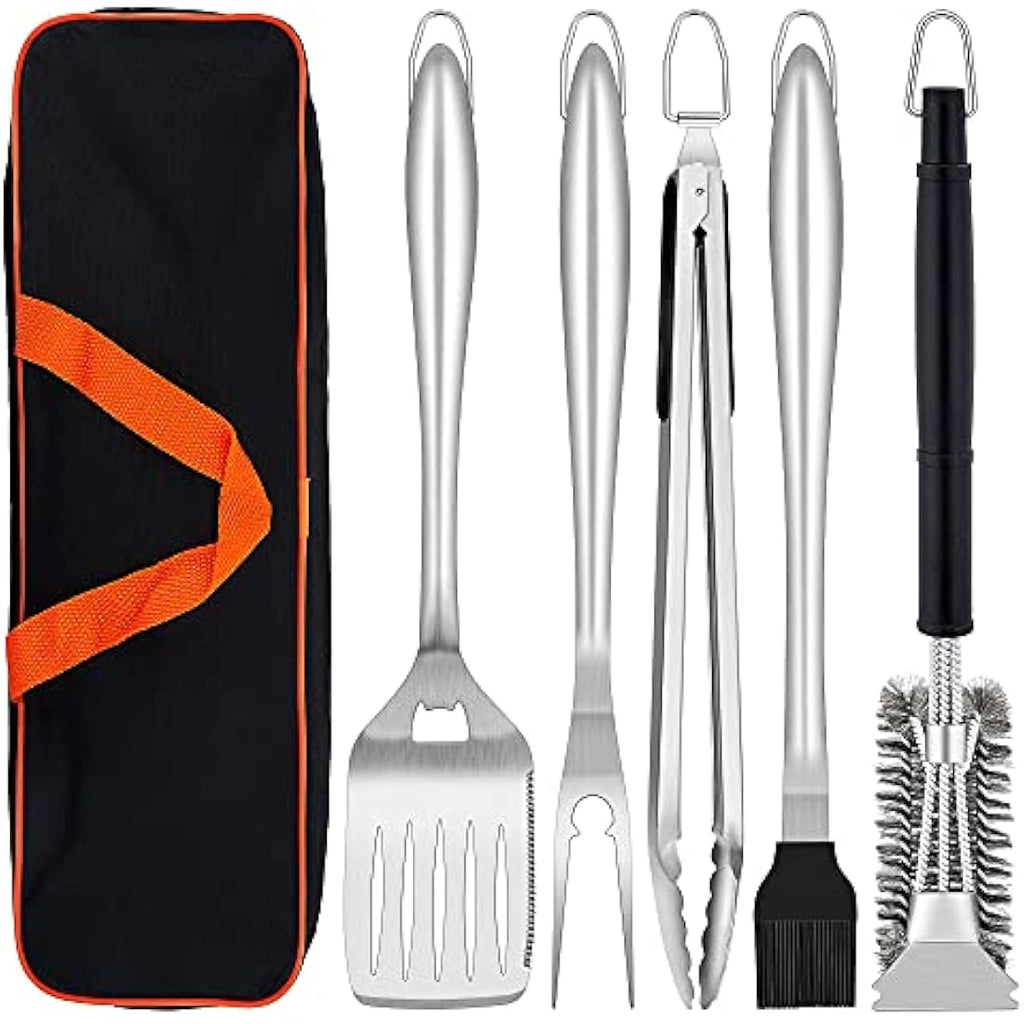 Herogo 6-Piece Stainless Steel BBQ Tool Set with Portable Bag