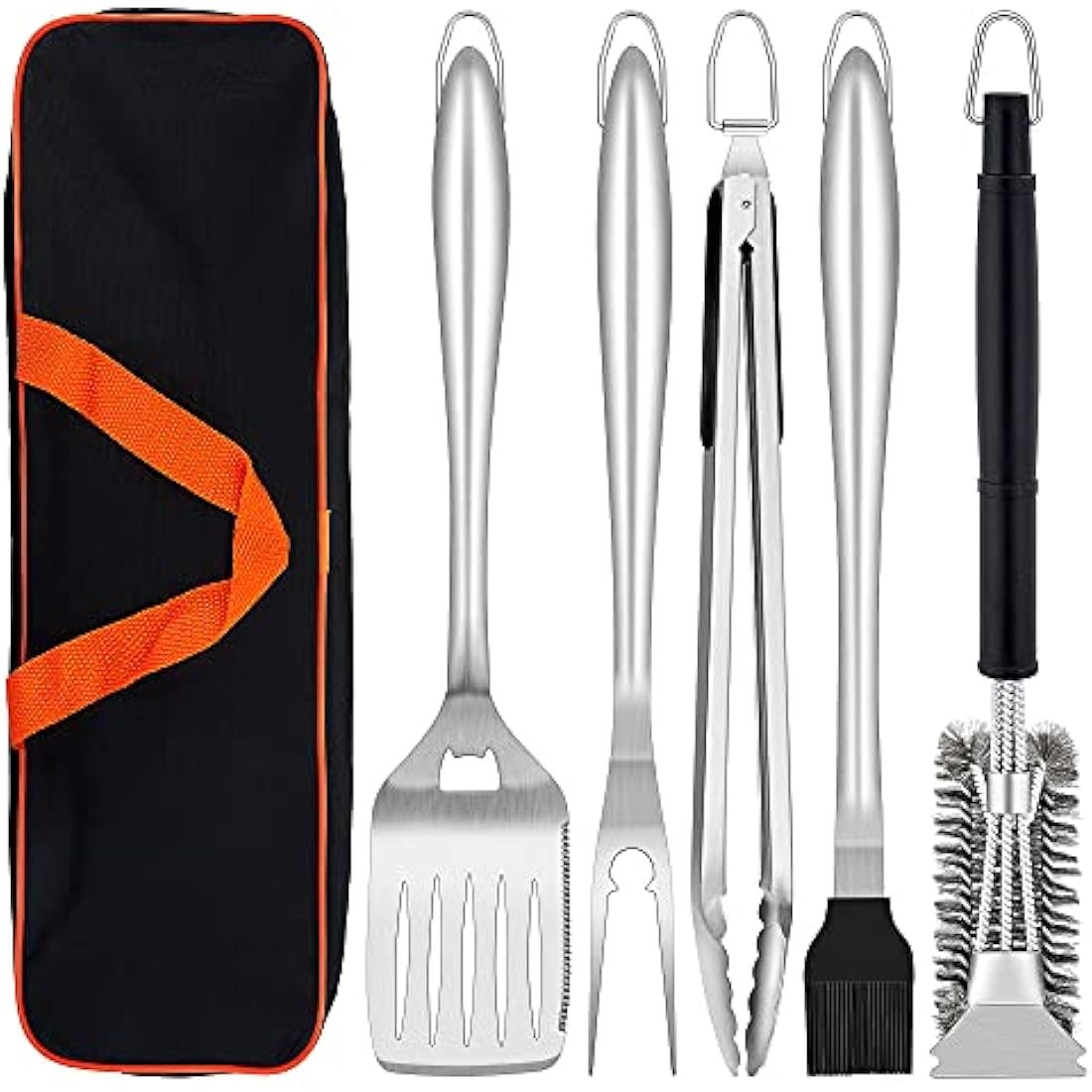 Herogo 6-Piece Stainless Steel BBQ Tool Set with Portable Bag