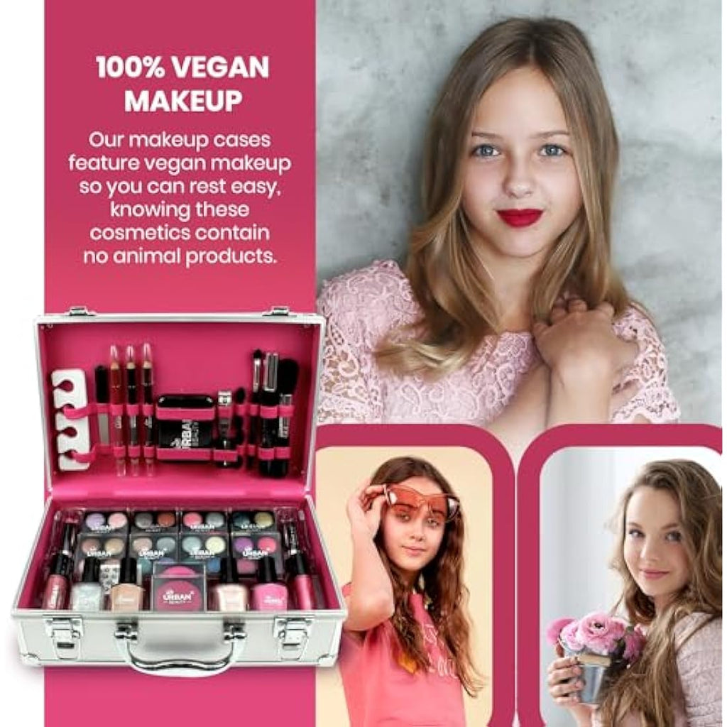 Love Urban Beauty 60-Piece Vegan Makeup Set – Silver Travel Case