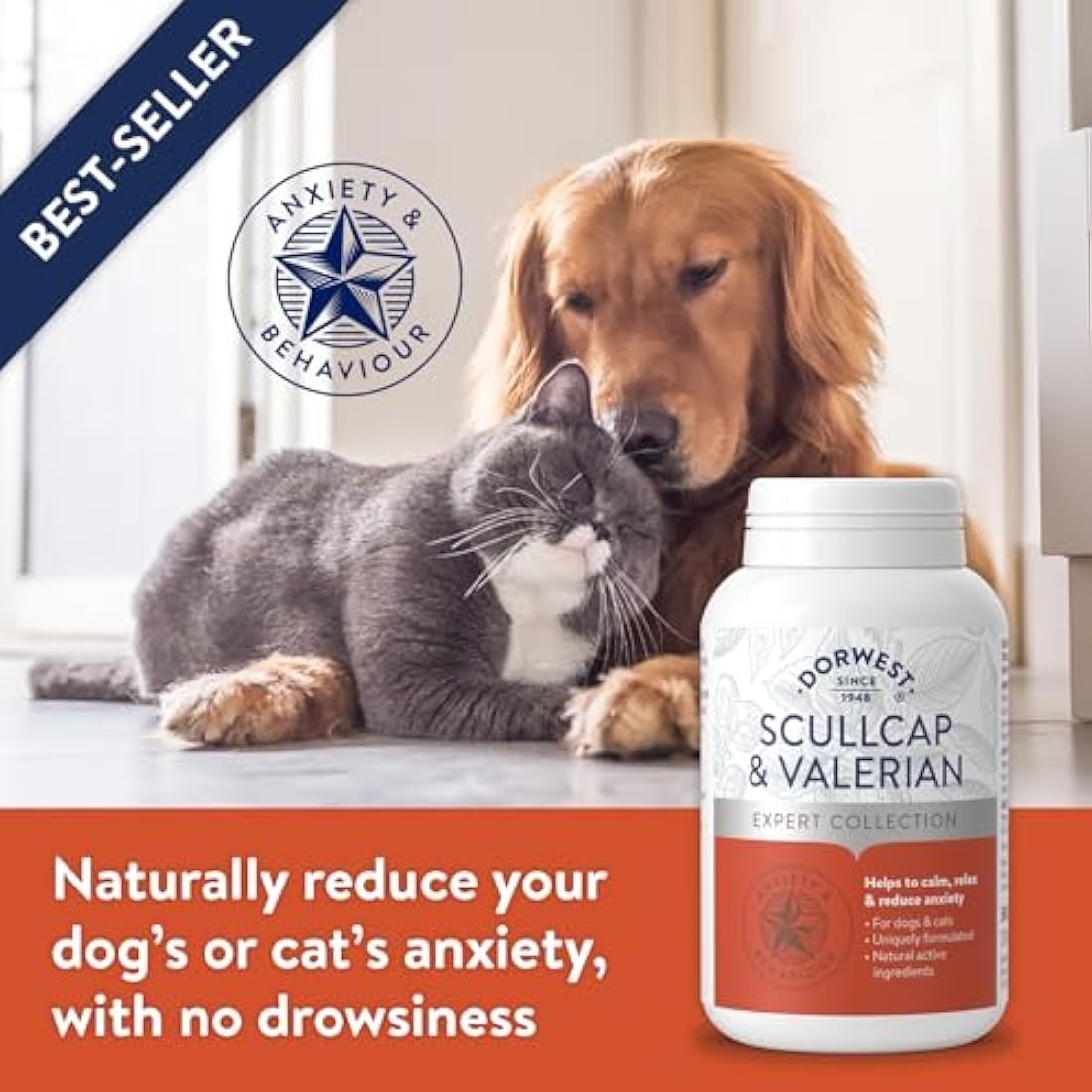Dorwest Herbs Scullcap & Valerian Calming Tablets for Dogs & Cats, 500ct