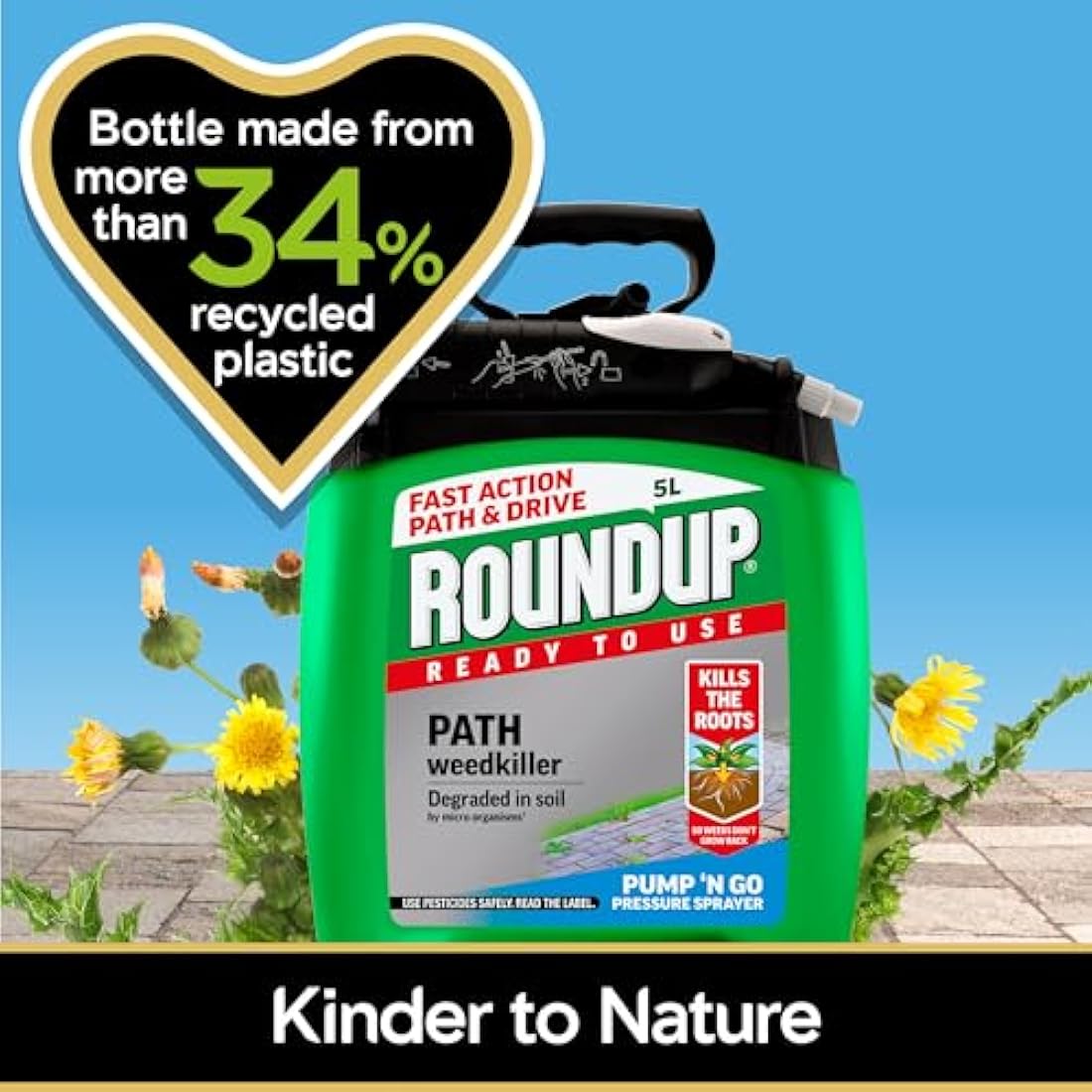 Roundup Path Weedkiller | 5L Pump 'N Go Ready to Use Systemic Herbicide