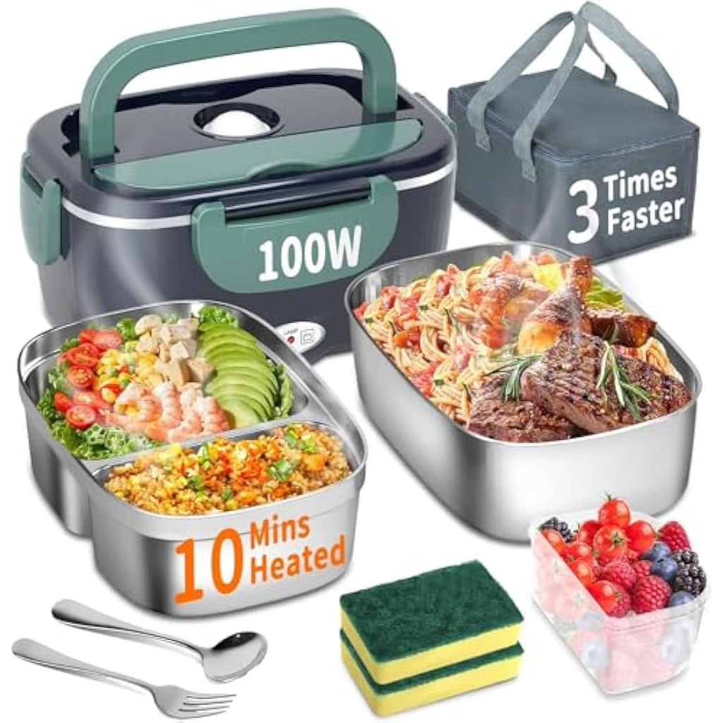 Jolof Store 100W Electric Heated Lunch Box – 3-in-1 Fast Heating, 1.5L