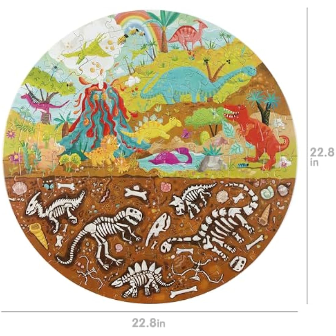 Boppi Dinosaur 150 Piece Round Jigsaw Puzzle for Kids Aged 5-8