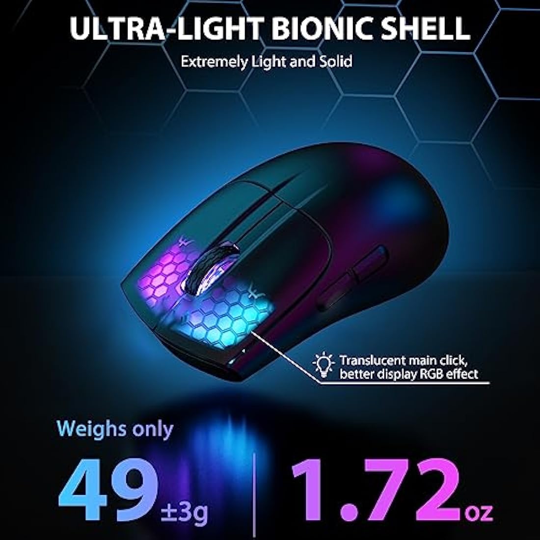 Attack Shark X5 GPRO Wireless Gaming Mouse – 49g Ultralight RGB Black