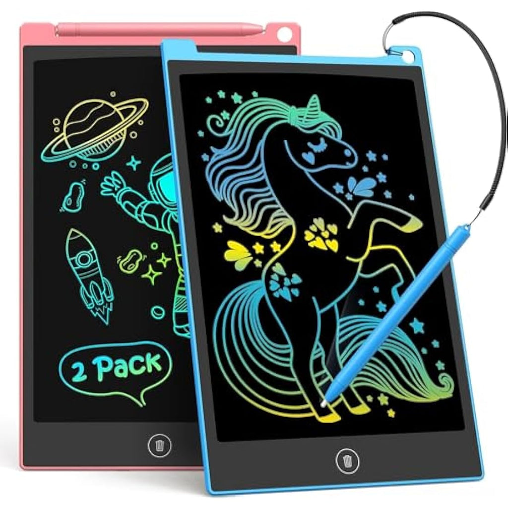 TECJOE 10 Inch LCD Writing Tablet 2 Pack | Colorful Doodle Board for Kids