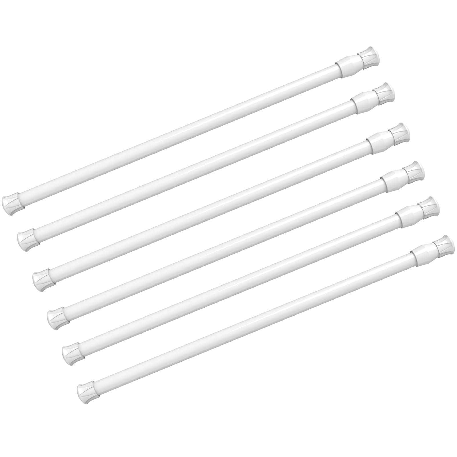 6-Pack Carbon Steel Tension Curtain Rods, Adjustable