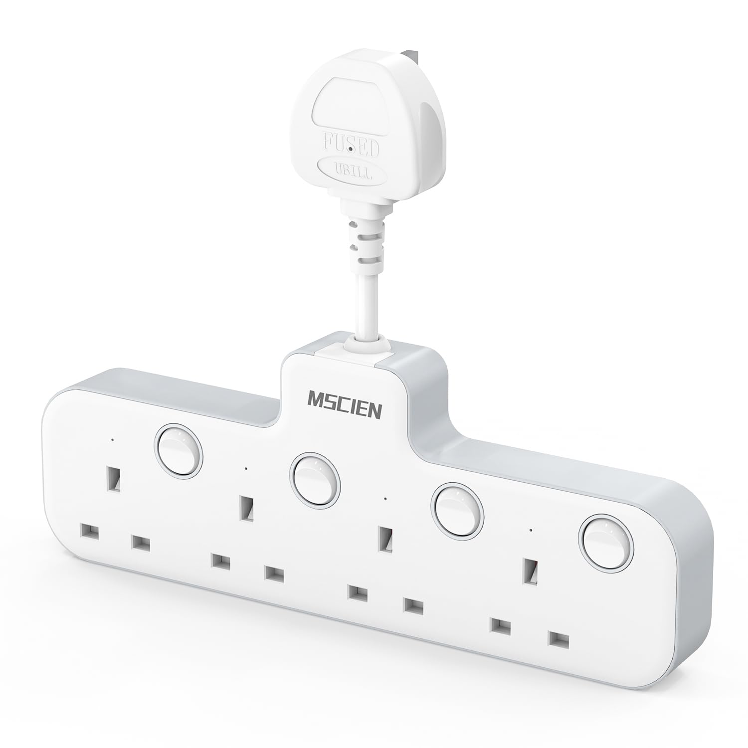 Mscien 4-Way Multi Plug Extension Socket with Switches | Wall Extender