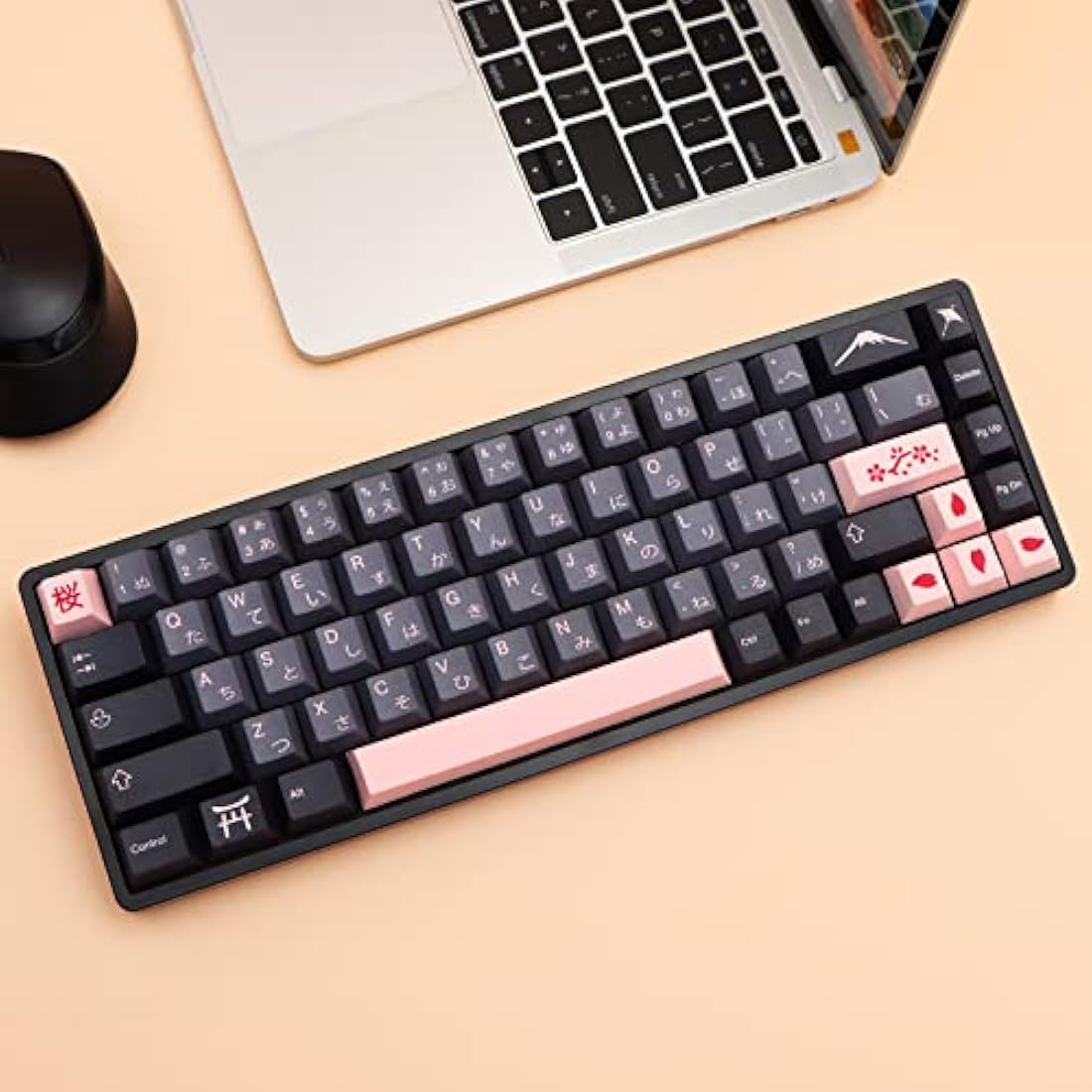 Night Sakura PBT Keycaps - 136 Set Cherry Profile Japanese Style