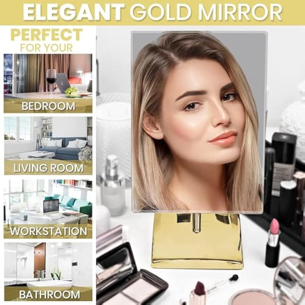 Mirrorvana Gold Vanity Makeup Mirror – Large Desktop Dressing Table Mirror
