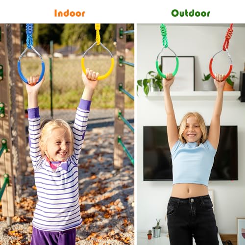 PELLOR Kids Monkey Bars & Gymnastic Rings – Backyard Ninja Training Set