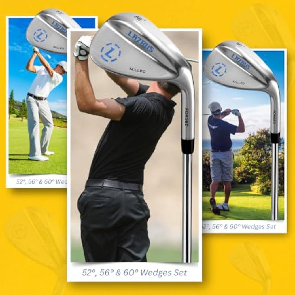 Lazrus Premium Forged Golf Wedges | 52 56 60 Degree Milled Face Set