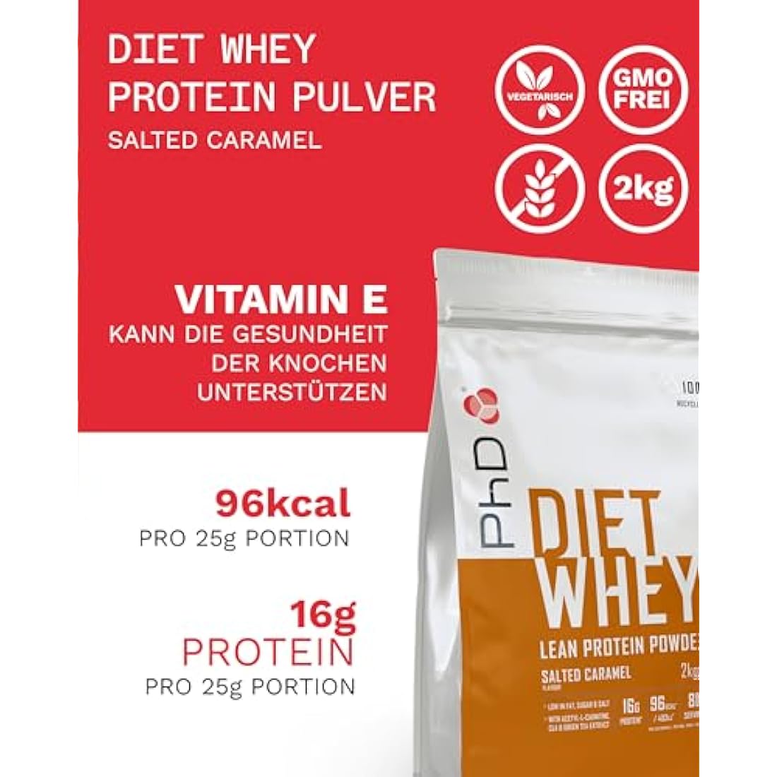 PhD Diet Whey Protein Powder – Salted Caramel Lean Matrix – 2kg