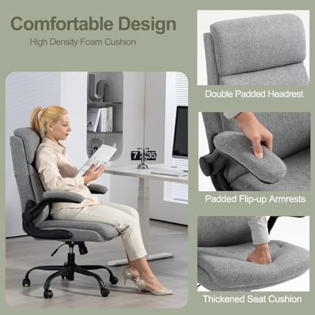CASTLOVE Ergonomic Office Chair – Fabric Desk Chair with Flip-Up Arms