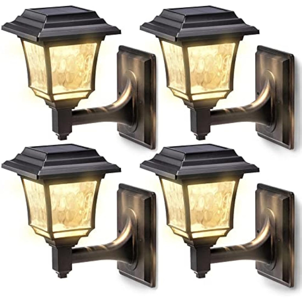 LeiDrail Solar Fence Lights | 2-Mode Waterproof Outdoor Garden Decor | 4 Pack