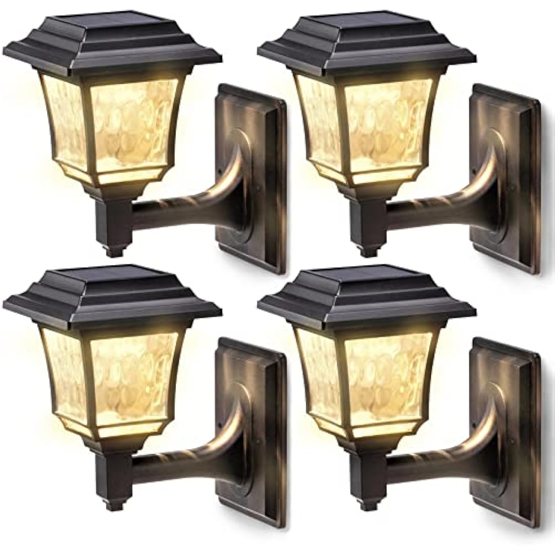 LeiDrail Solar Fence Lights | 2-Mode Waterproof Outdoor Garden Decor | 4 Pack