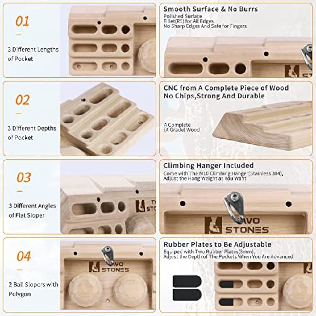 Wooden Rock Climbing Hangboard – Finger Strength Trainer