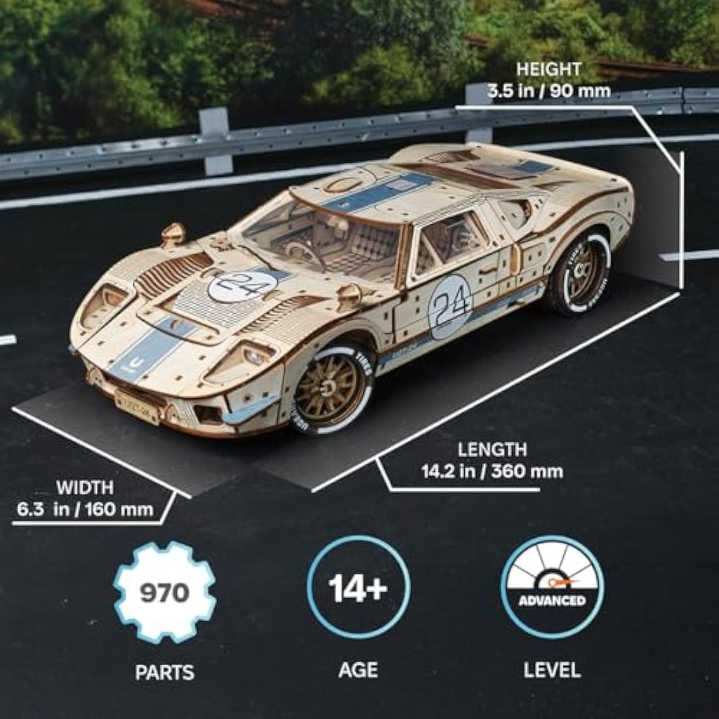 UGEARS Endurance Racer 3D Wooden Puzzle – 1:12 Scale Model Car Kit