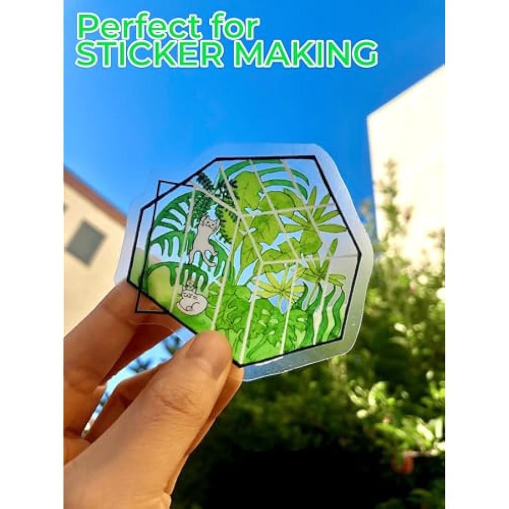 Evergreen Goods A4 Clear Glossy Printable Vinyl Sticker Paper – 100 Sheets