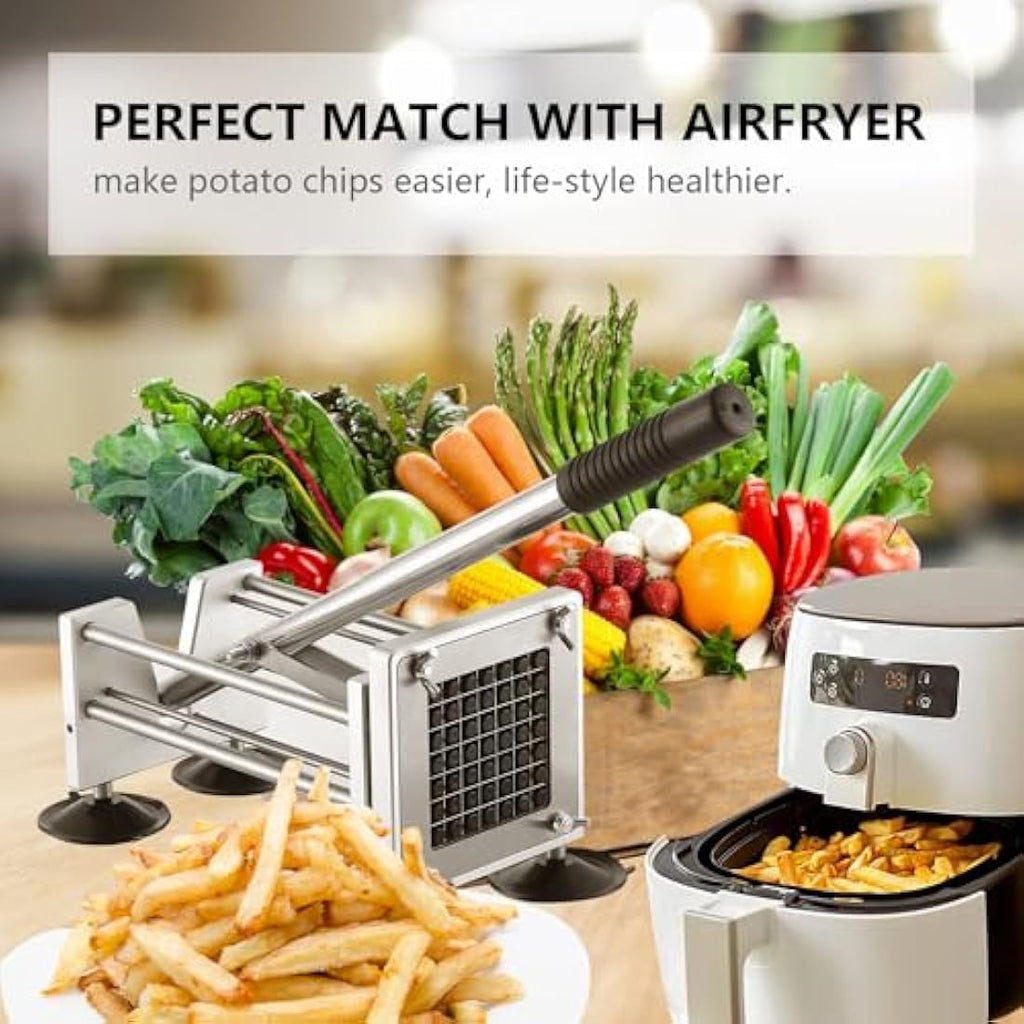 Jolof Store Stainless Steel French Fry Cutter with 2 Interchangeable Blades
