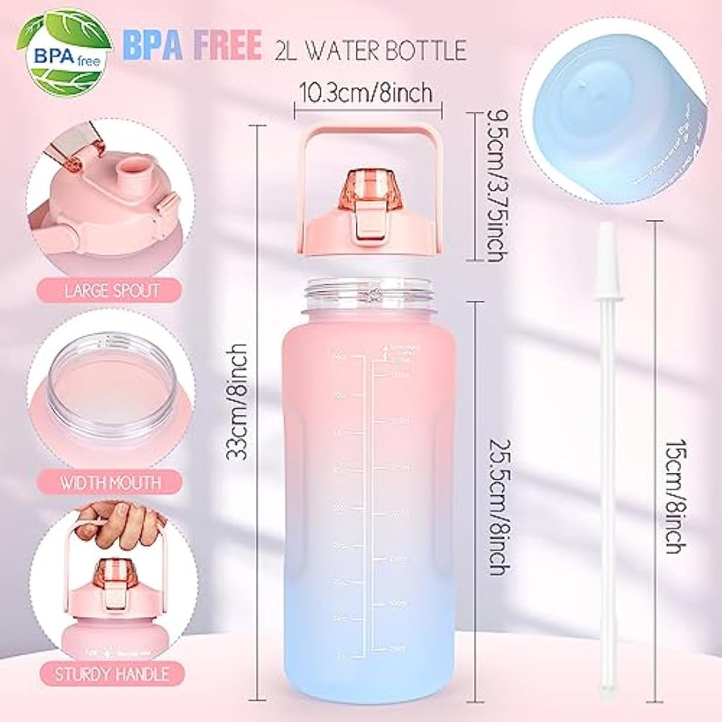Jolof Store 2L Motivational Water Bottle | BPA Free Leakproof Sport Jug