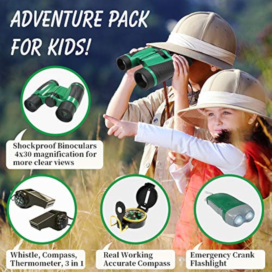 Vykor Outdoor Explorer Kit – 25PCS Kids Bug Catcher & Binoculars Set
