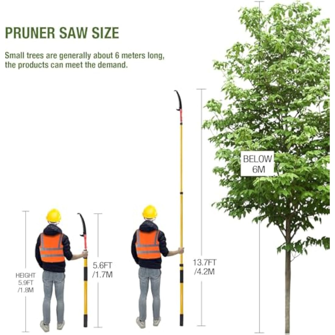 Sunorchid 14 Foot Telescopic Pole Saw | Extendable Tree Pruner for Trimming