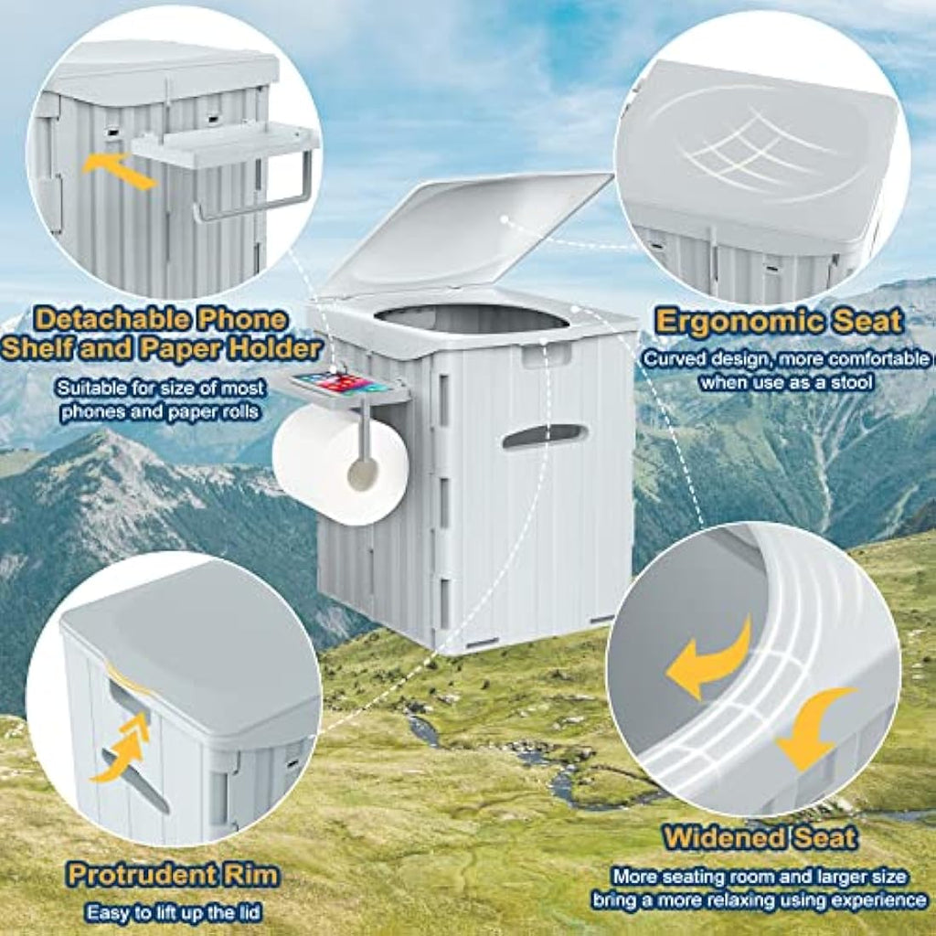 WADEO Extra-Large Portable Camping Toilet | Heavy-Duty Foldable Potty