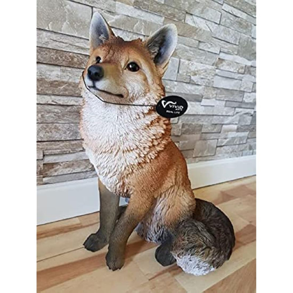 Vivid Arts Sitting Fox Garden Ornament – Frost Resistant Resin Statue