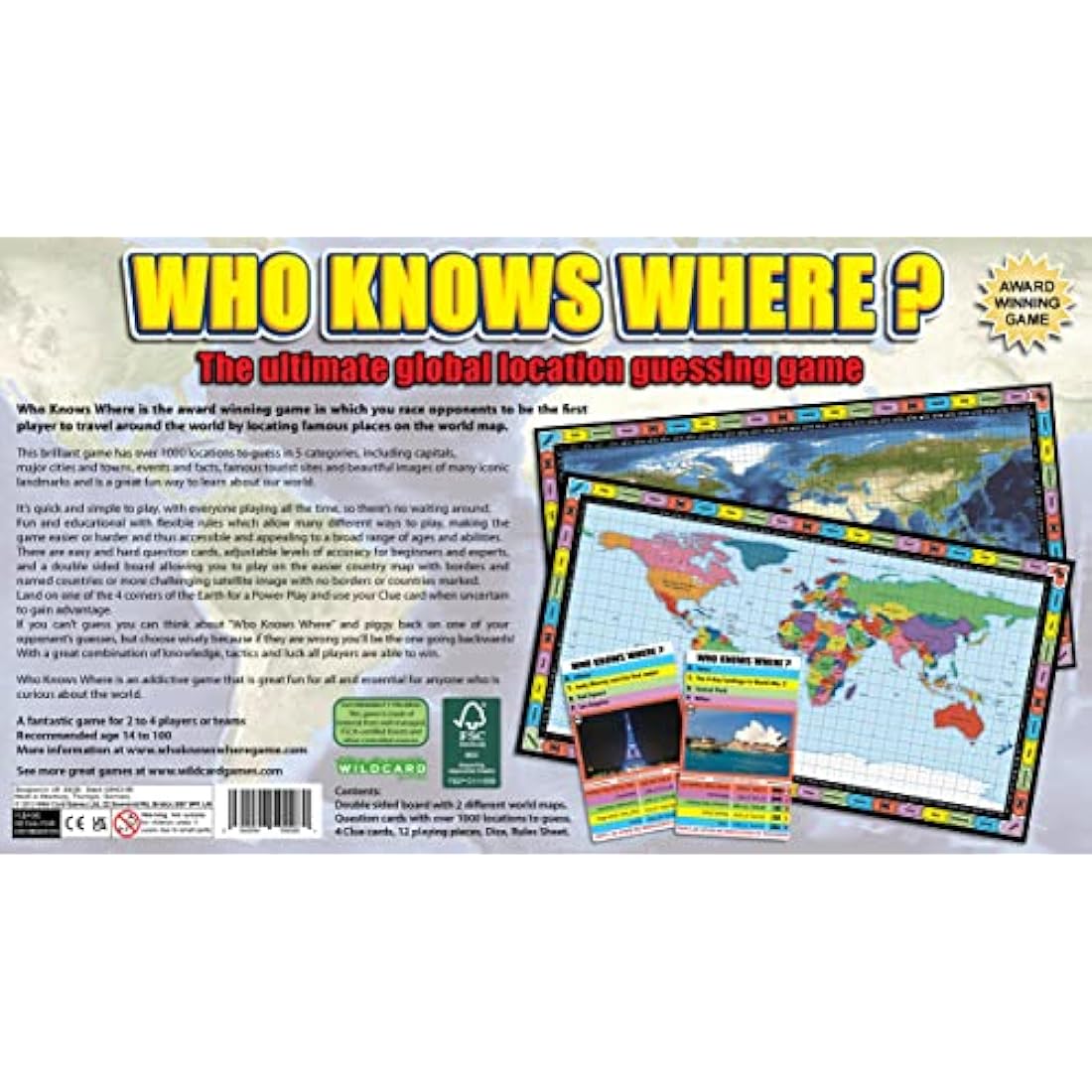 Who Knows Where? Geography Board Game | Wild Card Games Family Trivia