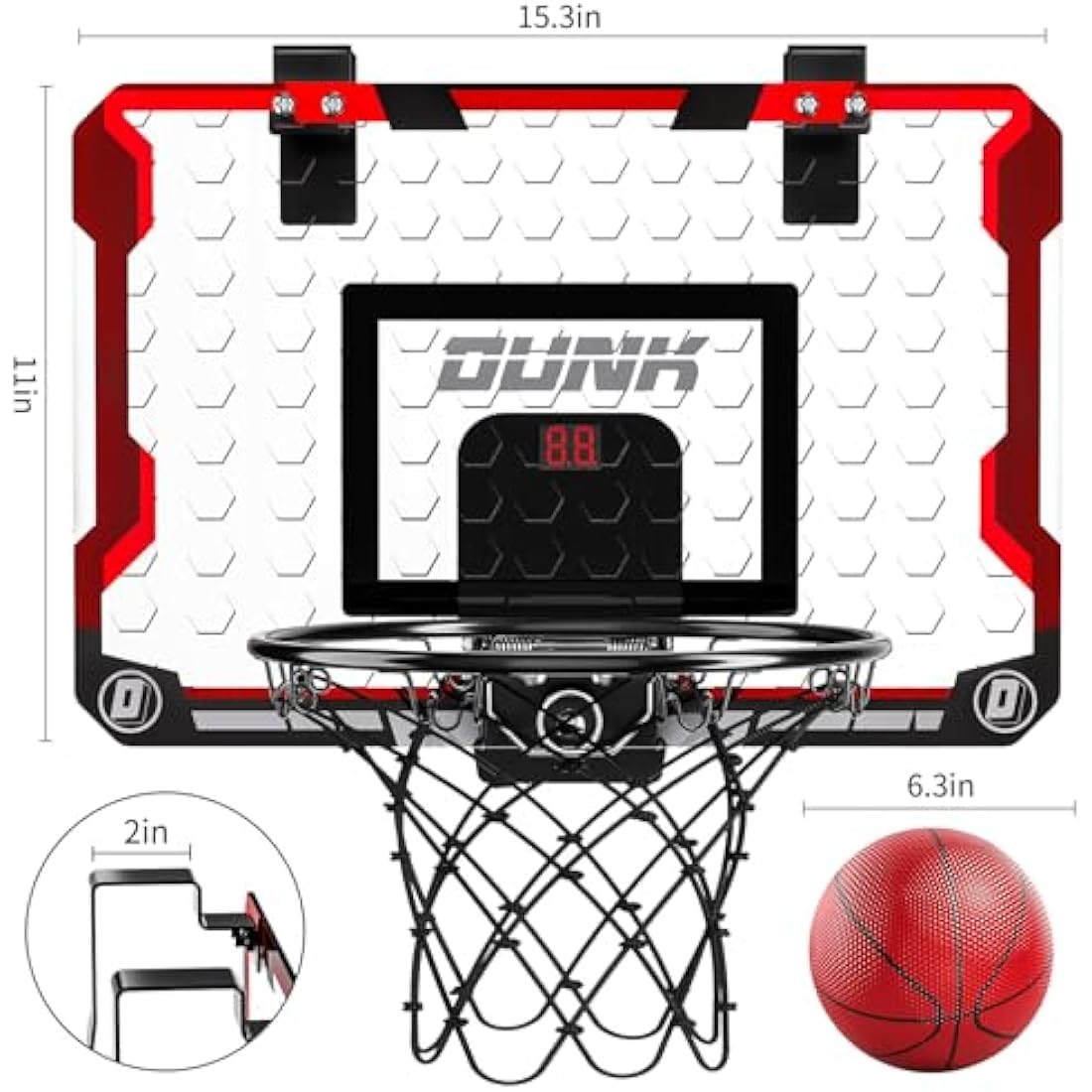 TEMI Indoor Mini Basketball Hoop with Electronic Scoreboard and 4 Balls