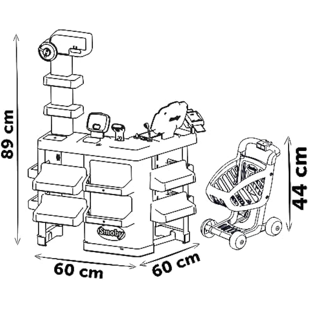 Smoby Kids Supermarket Playset with Shopping Trolley and 42 Accessories