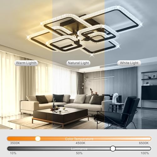 HiHiHomy Modern LED Ceiling Light | Dimmable 6-Square Flush Mount Lamp