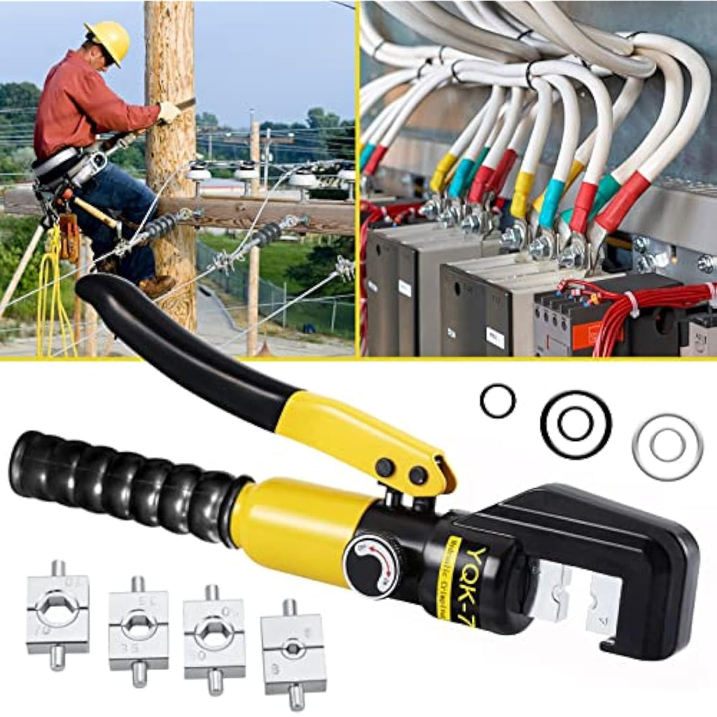 Solsop Hydraulic Crimping Tool | 4-70mm² Cable Lug Crimper with 9 Dies